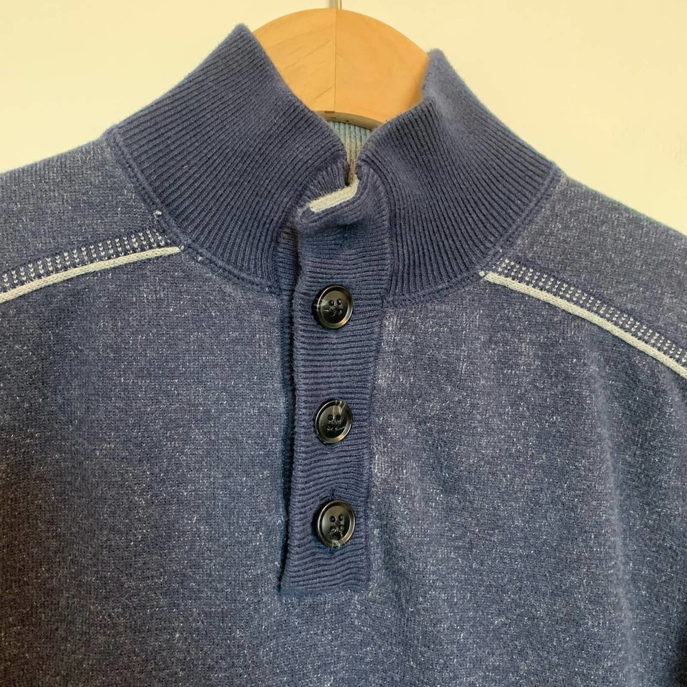 Sundance Mens Long Sleeve Sweater Shirt Size Small Navy Blue Button - Picture 4 of 15